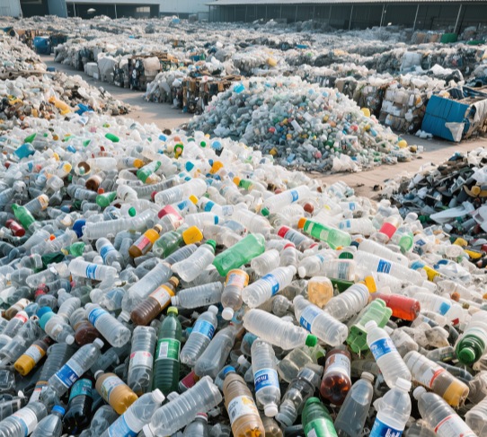 Tri de bouteilles en plastique entières